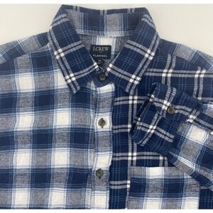 J.Crew Flannel Shirt Mens M Blue Plaid Patchwork Preppy Outdoorsy Cabin NWT